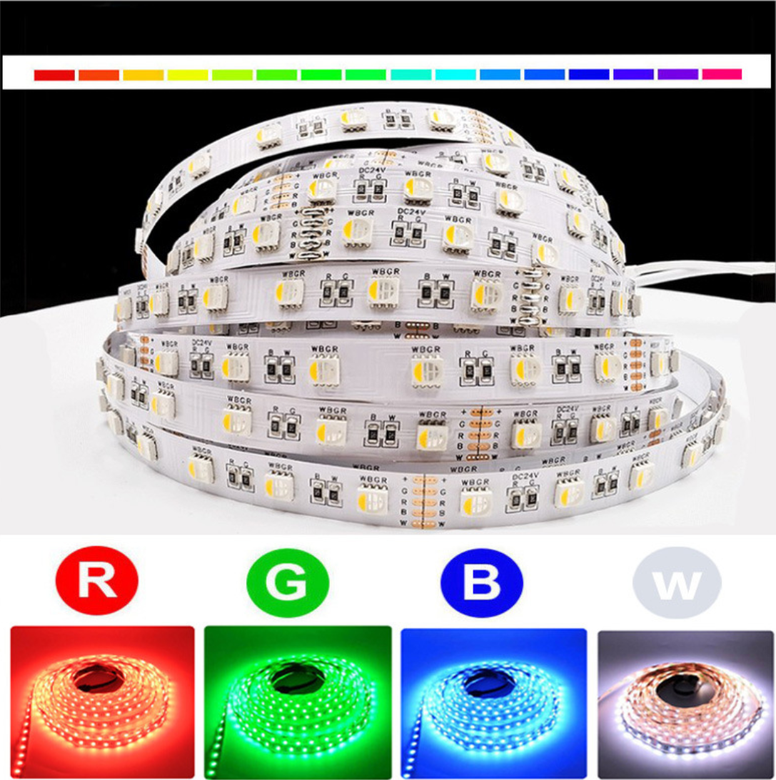 DC24V RGBW/RGBWW LED Strip Light - 12mm PCB | 4-In-1 SMD5050 60 LEDs/M | Non-Waterproof | for Mirror, Kitchen Cabinet, Bedroom | 5/50M