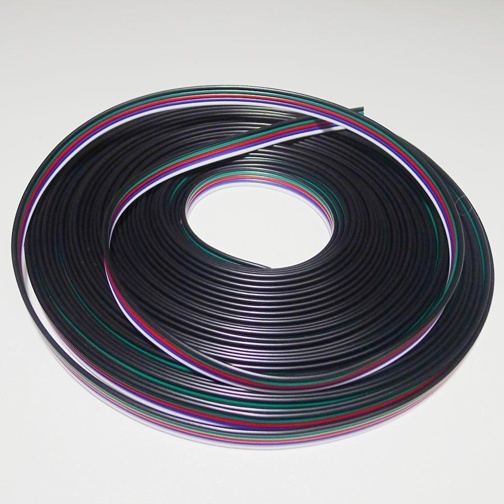 22Guage RGBW RGBWW LED Strip Extension Cable 20m/50m 5pin 5Color Stand Wire Bonded Flat Cable for SMD5050 RGBW RGBWW Color