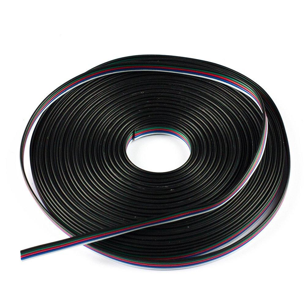 22Guage RGBW RGBWW LED Strip Extension Cable 20m/50m 5pin 5Color Stand Wire Bonded Flat Cable for SMD5050 RGBW RGBWW Color