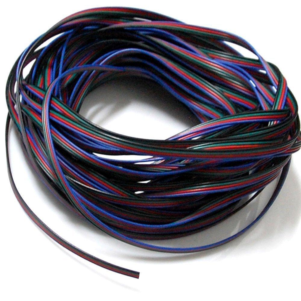 22Guage RGB LED Strip Extension Cable 20m/50m 4pin 4Color Stand Wire Bonded Flat Cable for SMD5050 3528 RGB Color