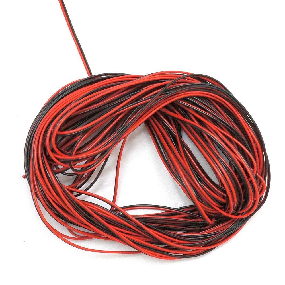 22Guage Red&Black LED Strip Extension Cable 20m/50m 2pin 2 Color Stand Wire Bonded Flat Cable for SMD5050 3528 5630 2538 Single Color