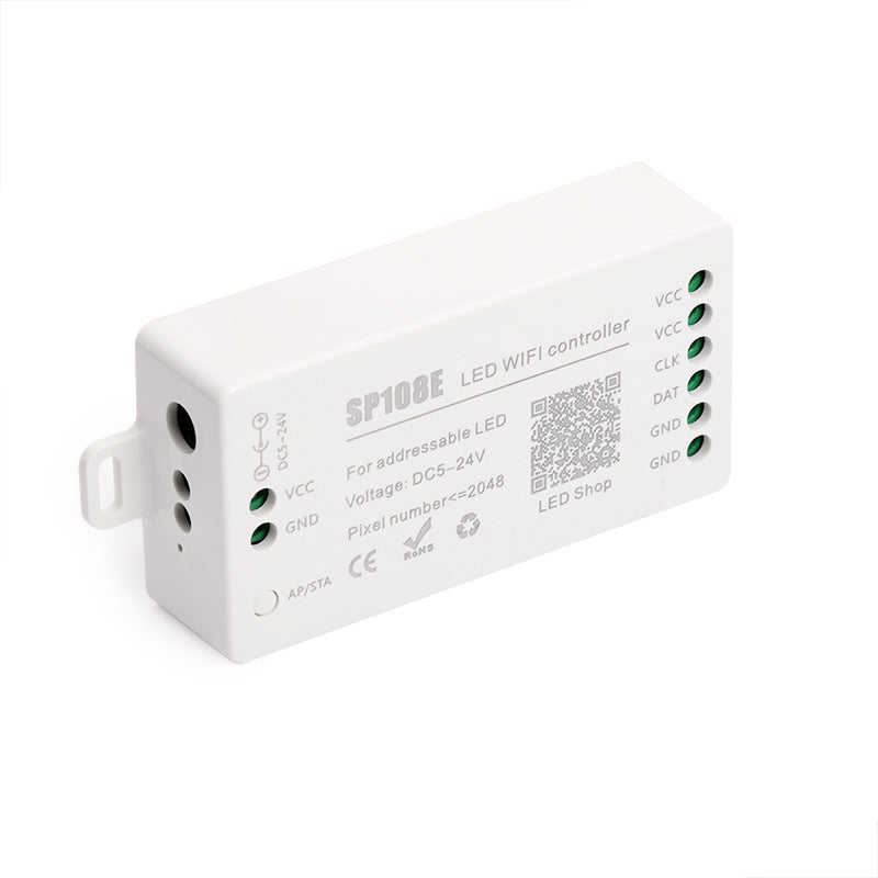 SP108E Pixel SPI LED Controller – DC5V-24V | Wireless App Control | Max 2048 Pixels | For Addressable RGB/RGBW LED Strips
