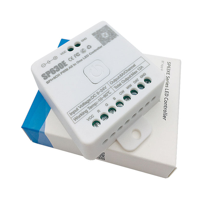 Contrôleur LED tout-en-un SP630E SPI + 5 canaux PWW, contrôleur de musique Bluetooth pour bandes LED et lumières LED, contrôle par application iOS/Android