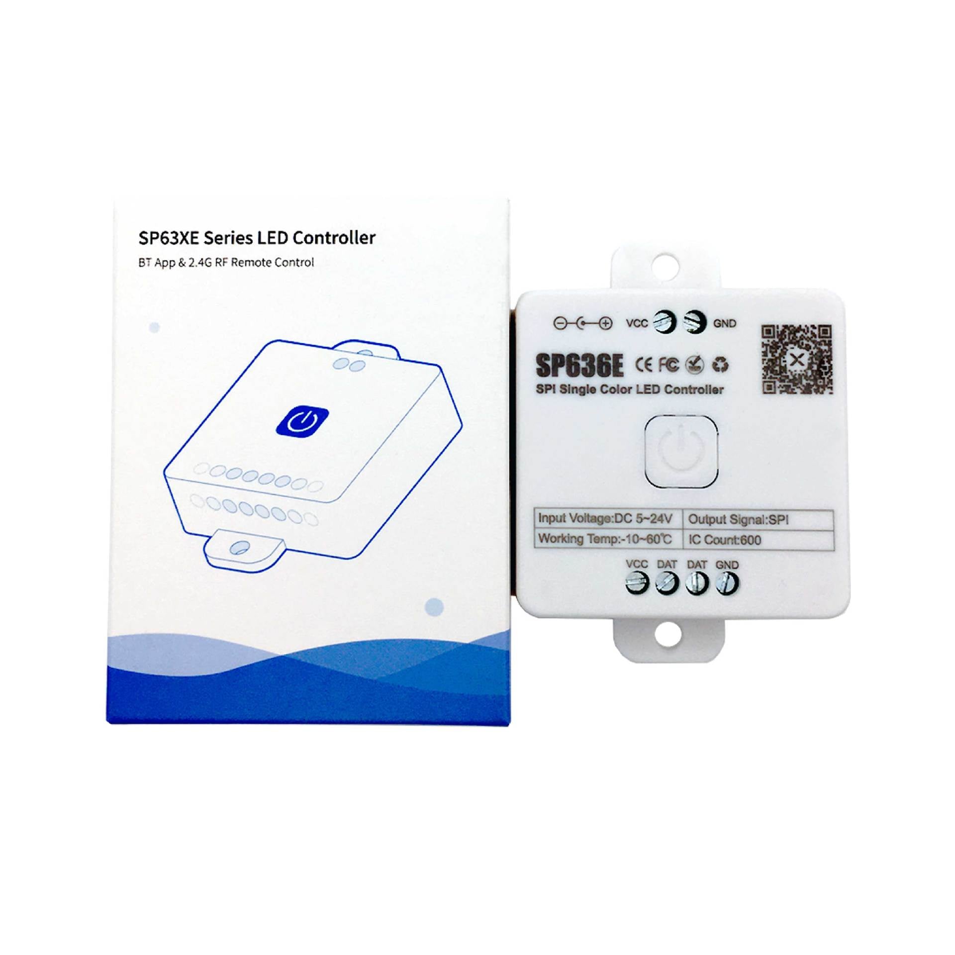 SP63X SPI Bluetooth Music LED Controller Series – DC5V-24V | APP + Music Control | For Addressable LED Strips & LED Lights (iOS/Android)