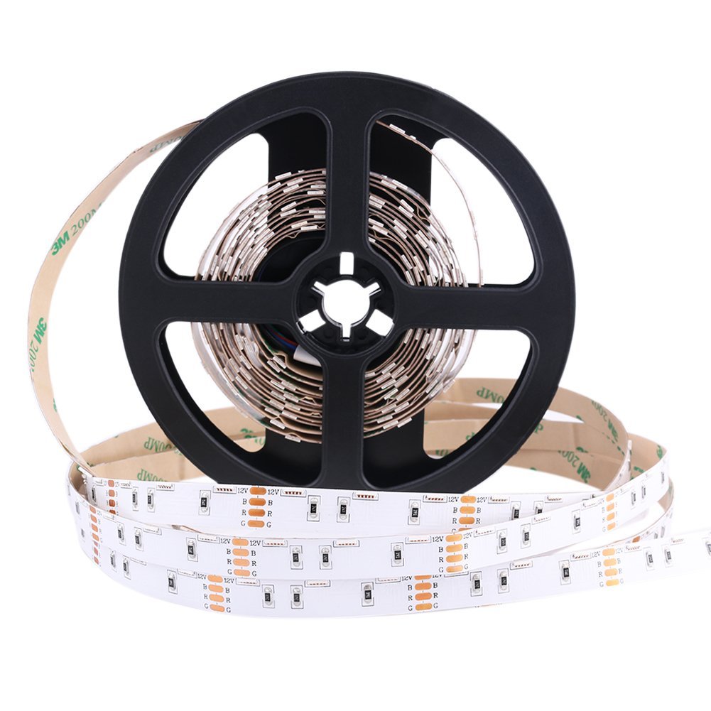 RGB LED Strip Light | 12V DC | Side Emitting SMD020-300, 60 LEDs/M, 5M (16.4FT) Roll | 10mm White PCB | Non-Waterproof | Strip Only & Complete Kit