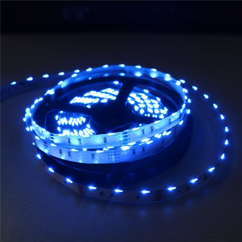 RGB LED Strip Light | 12V DC | Side Emitting SMD020-300, 60 LEDs/M, 5M (16.4FT) Roll | 10mm White PCB | Non-Waterproof | Strip Only & Complete Kit