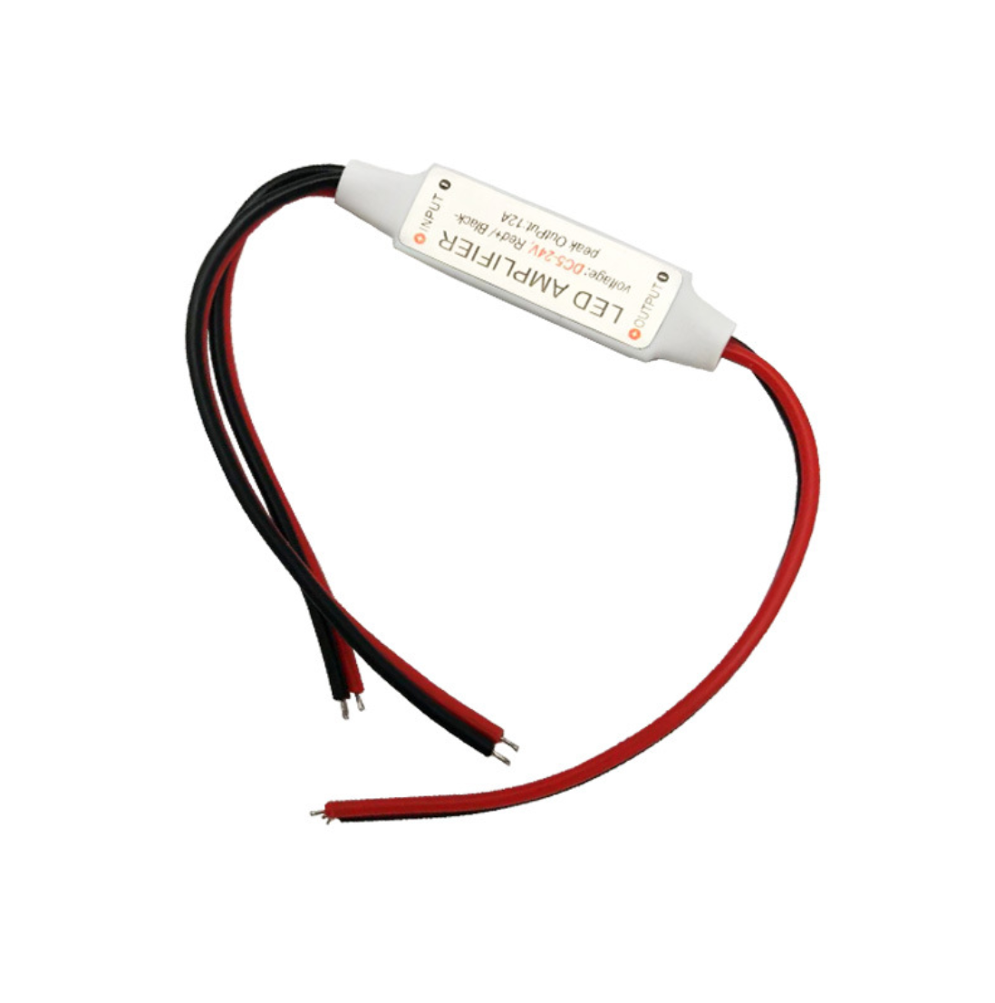 Single Color LED Strip Mini Dimmer – DC12V-24V 12A | Push-Button Inline LED Dimmer Controller | For LED Strips