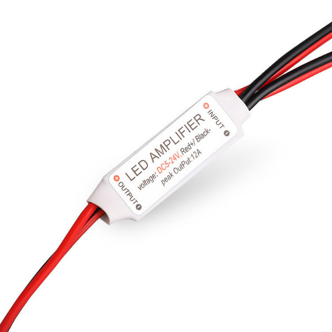 Single Color LED Strip Mini Dimmer – DC12V-24V 12A | Push-Button Inline LED Dimmer Controller | For LED Strips
