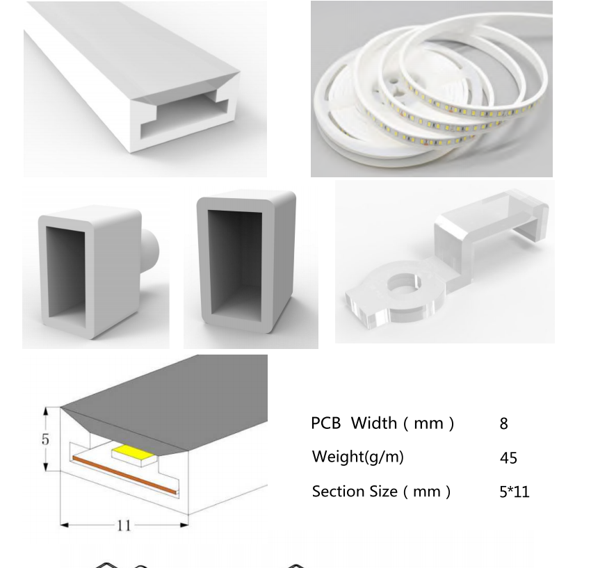 Neon Light Housing – S0511 | 5x11mm Silicone LED Channel System | IP67 Waterproof | 8mm PCB Width | 164FT/50M | Local Stock US/UK/DE