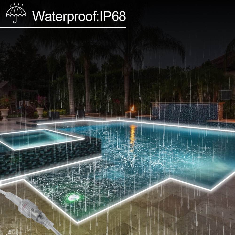 Bande LED néon flexible et étanche en silicone, 5 m, 12 V CC, 5 x 13 mm, avec 300 LED SMD3528