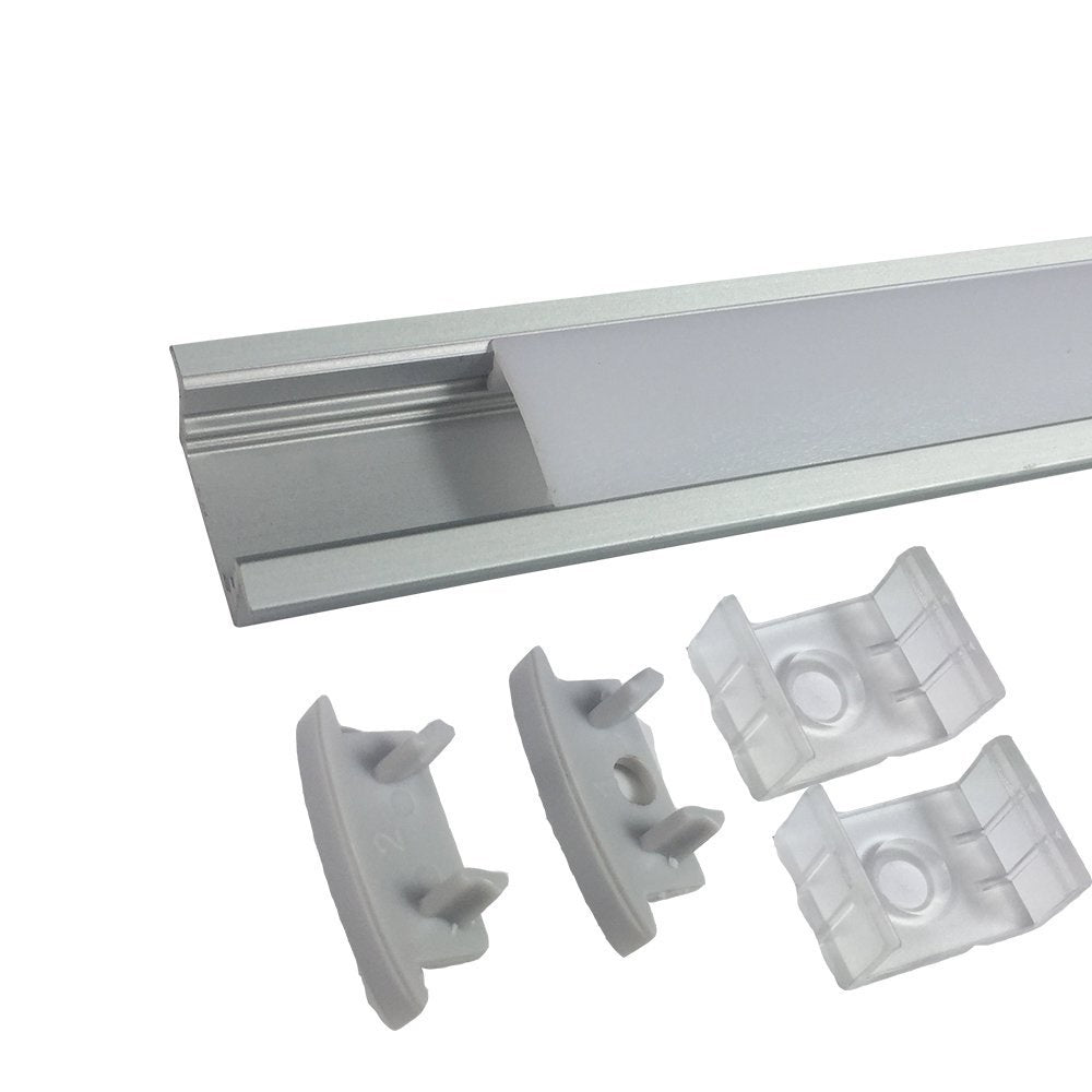 U Shape LED Channel U01-A – 12mm | Silver / Black | Milky White Cover | With Installation Accessories |  – Heavy-Duty Aluminum Profile – 1m / 2m / 3m | 50 / 100-Pack