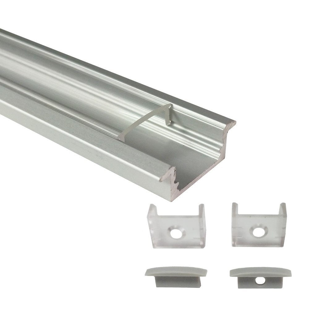 U Shape LED Channel U01-A – 12mm | Silver / Black | Milky White Cover | With Installation Accessories |  – Heavy-Duty Aluminum Profile – 1m / 2m / 3m | 50 / 100-Pack