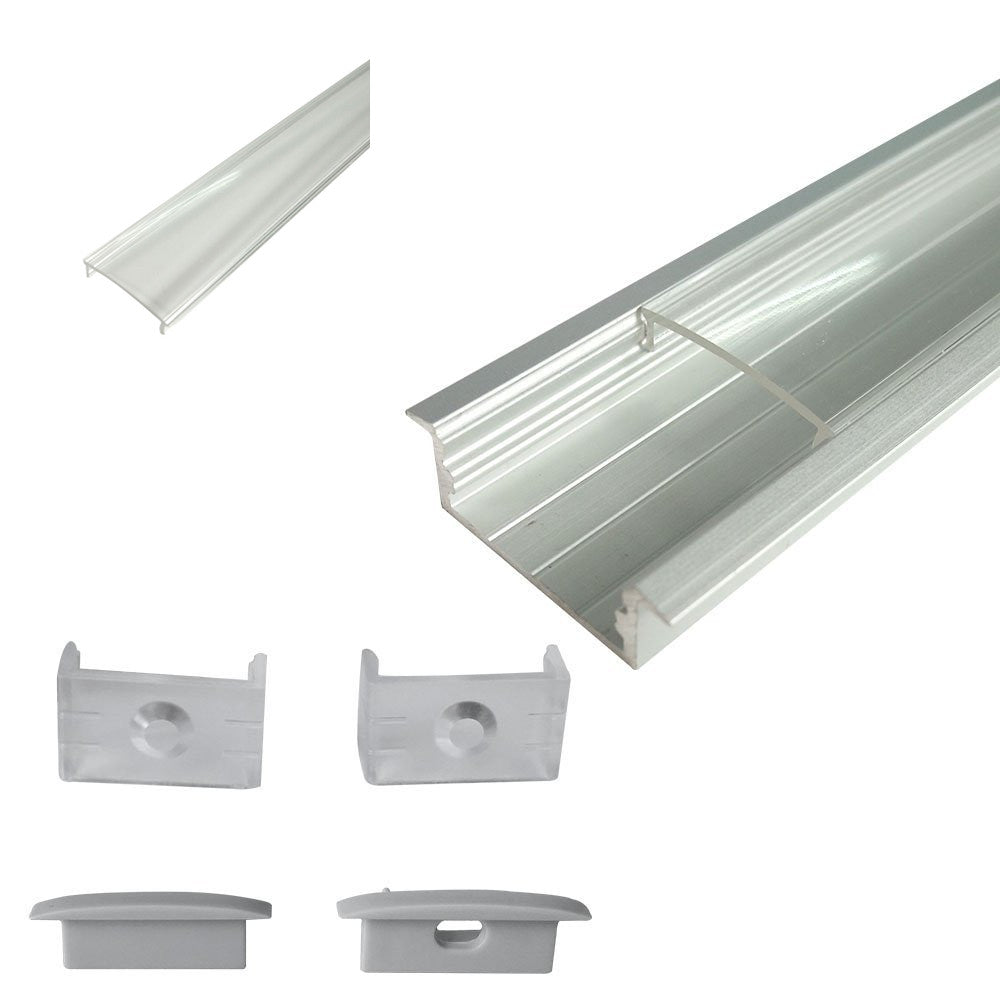 U Shape LED Channel U03-A – 20mm | Silver / Black | Milky White Cover | With Installation Accessories | – Heavy-Duty Aluminum Profile – 1m / 2m / 3m | 50 / 100-Pack