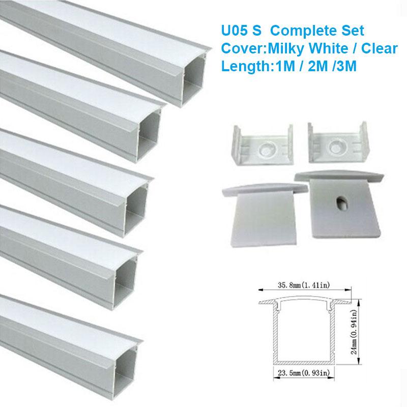 U Shape LED Channel U05-A – 20mm | Silver / Black | Milky White Cover | With Installation Accessories | – Heavy-Duty Aluminum Profile – 1m / 2m / 3m | 50 / 100-Pack