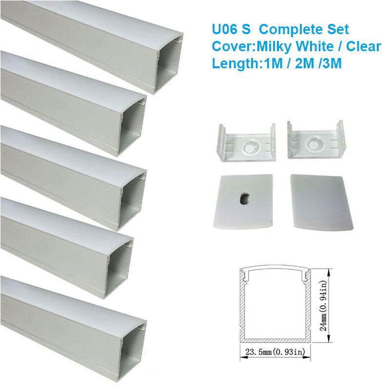 U Shape LED Channel U06-A – 20mm | Silver / Black | Milky White Cover | With Installation Accessories | – Heavy-Duty Aluminum Profile – 1m / 2m / 3m | 50 / 100-Pack