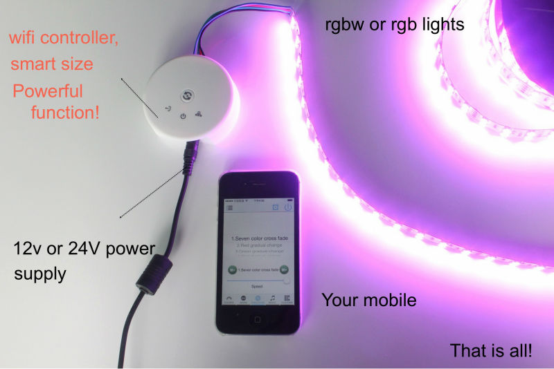 UFO WiFi Smart Phone App Controllable LED RGB / RGBW Controller | Wireless Controller for LED Flexible Strips