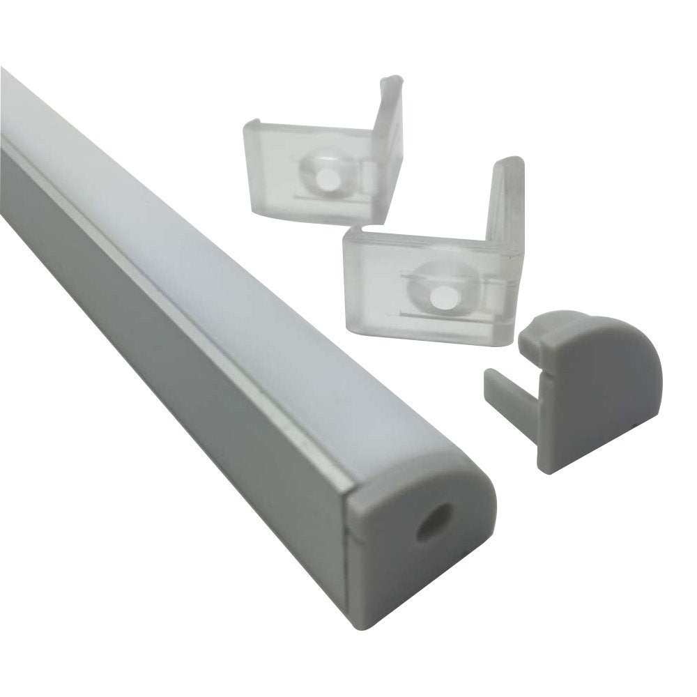 V Shape LED Channel V02-A – 12mm | Silver / Black | Milky White Cover | With Installation Accessories | – Heavy-Duty Aluminum Profile – 1m / 2m / 3m | 50 / 100-Pack
