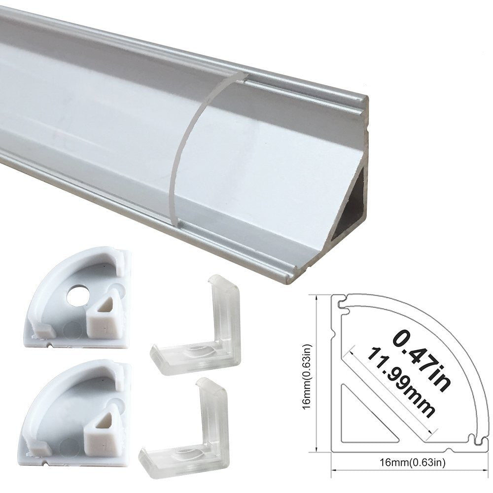 V Shape LED Channel V02-A – 12mm | Silver / Black | Milky White Cover | With Installation Accessories | – Heavy-Duty Aluminum Profile – 1m / 2m / 3m | 50 / 100-Pack