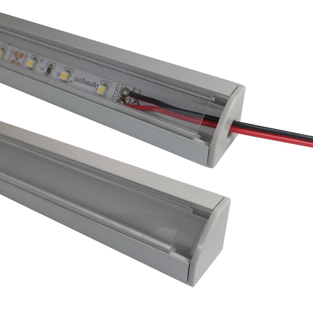 V Shape LED Channel V03-A – 12mm | Silver / Black | Milky White Cover | With Installation Accessories | – Standard Aluminum Profile – 1m / 2m / 3m | 50 / 100-Pack