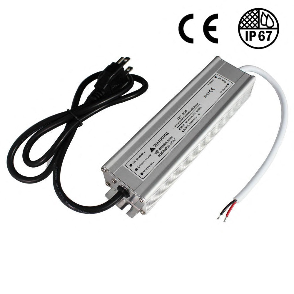 Alimentation LED étanche IP67 110 V 220 V CA vers 12 V CC, transformateur, fiche à 3 broches, câble de 9,5 m