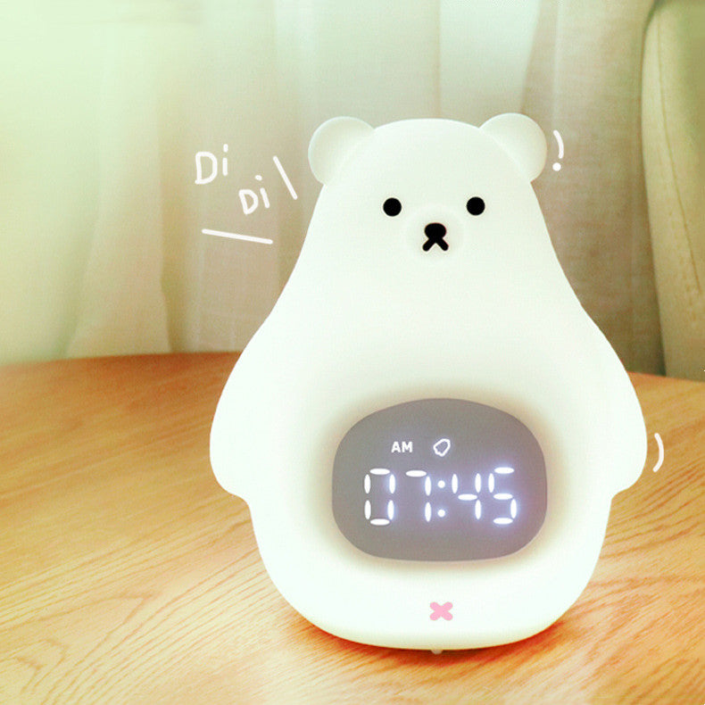 Silicone Alarm Clock LED Night Light – Rechargeable Baby Nursery Sleep Lamp with Timer | 3-Color Touch/ RGB Color Changing with Remote Control | for Baby Girls Boys