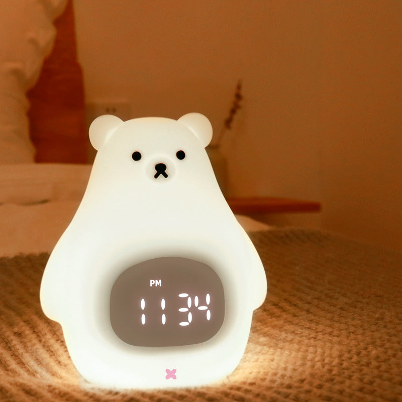 Silicone Alarm Clock LED Night Light – Rechargeable Baby Nursery Sleep Lamp with Timer | 3-Color Touch/ RGB Color Changing with Remote Control | for Baby Girls Boys