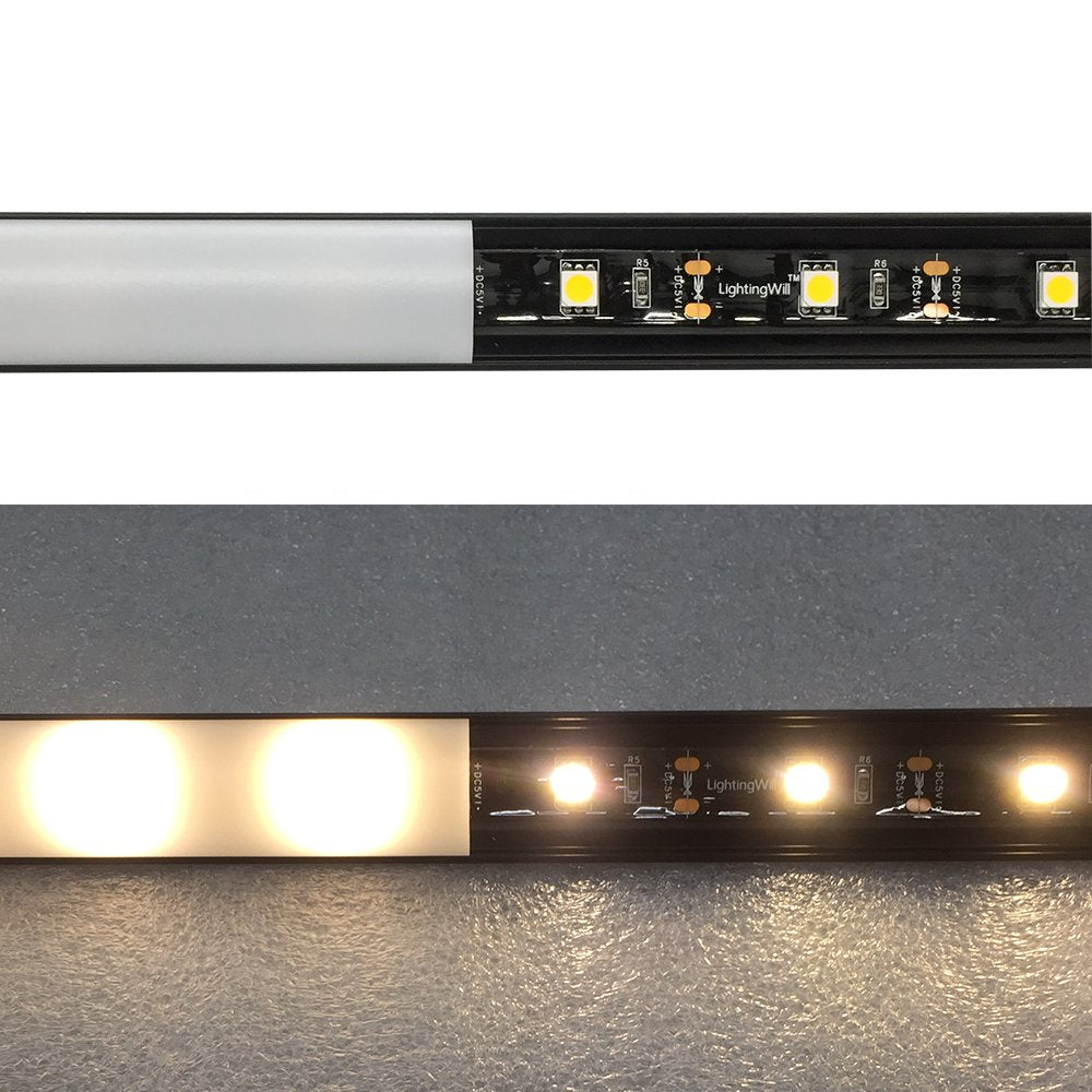 V Shape LED Channel V02-B – 12mm | Silver / Black | Milky White Cover | With Installation Accessories | – Standard Aluminum Profile – 1m / 2m / 3m | 50 / 100-Pack