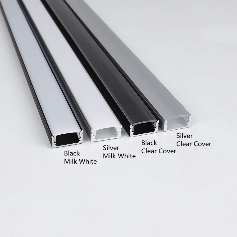 U Shape LED Channel U02–B 12mm | Silver | Milky White Cover | With Installation Accessories | – Standard Aluminum Profile – 1m / 2m / 3m | 50 / 100-Pack