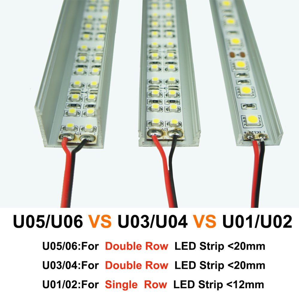 U Shape LED Channel U06-A – 20mm | Silver / Black | Milky White Cover | With Installation Accessories | – Heavy-Duty Aluminum Profile – 1m / 2m / 3m | 50 / 100-Pack