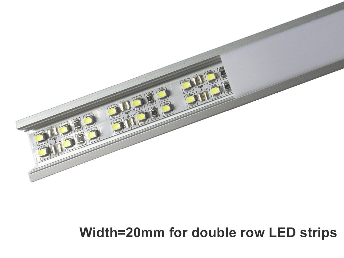 U Shape LED Channel U03-A – 20mm | Silver / Black | Milky White Cover | With Installation Accessories | – Heavy-Duty Aluminum Profile – 1m / 2m / 3m | 50 / 100-Pack