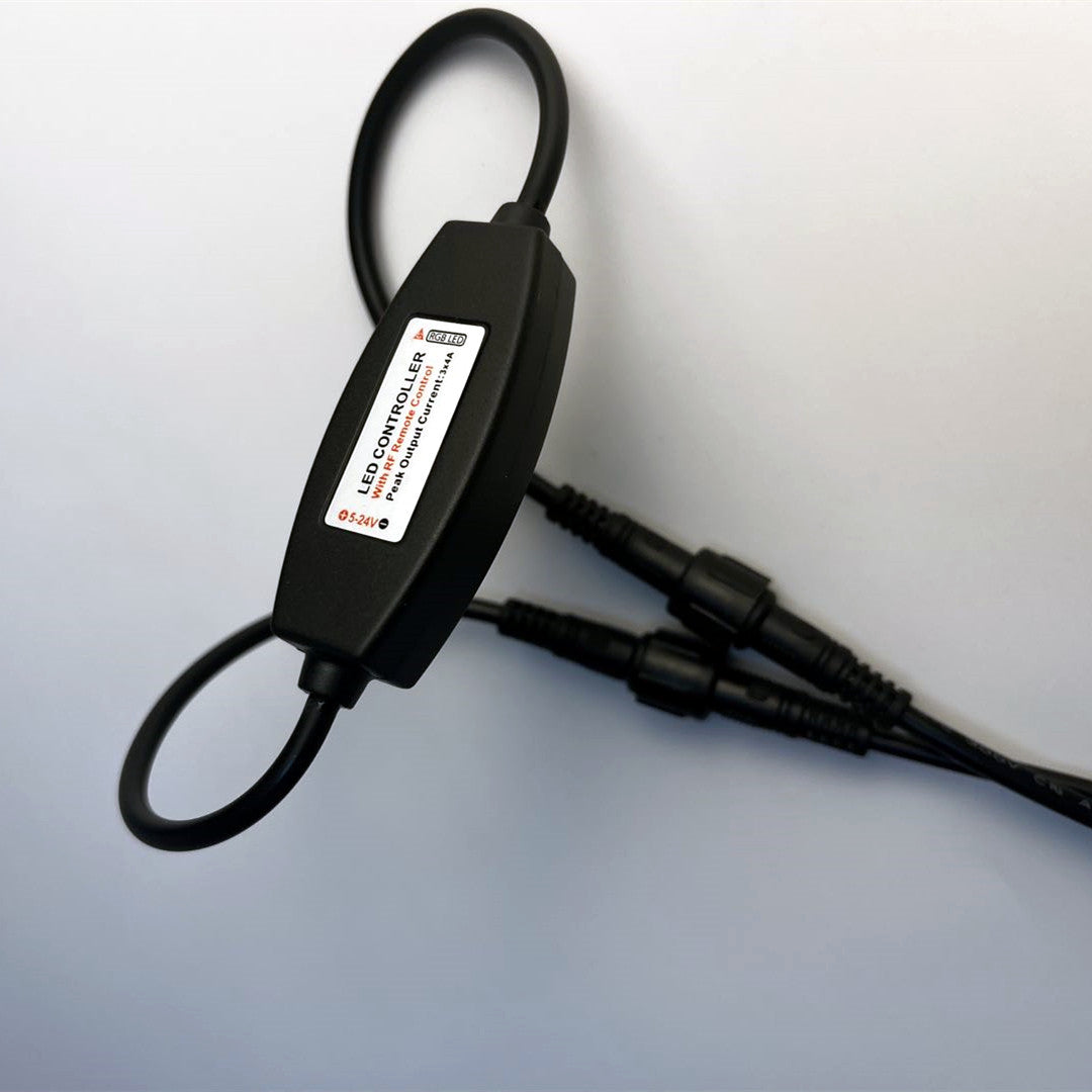 Contrôleur de bande LED RVB – DC5V-24V 12A | Contrôleur RVB sans fil étanche IP65 avec télécommande RF 24 touches | Pour bandes LED