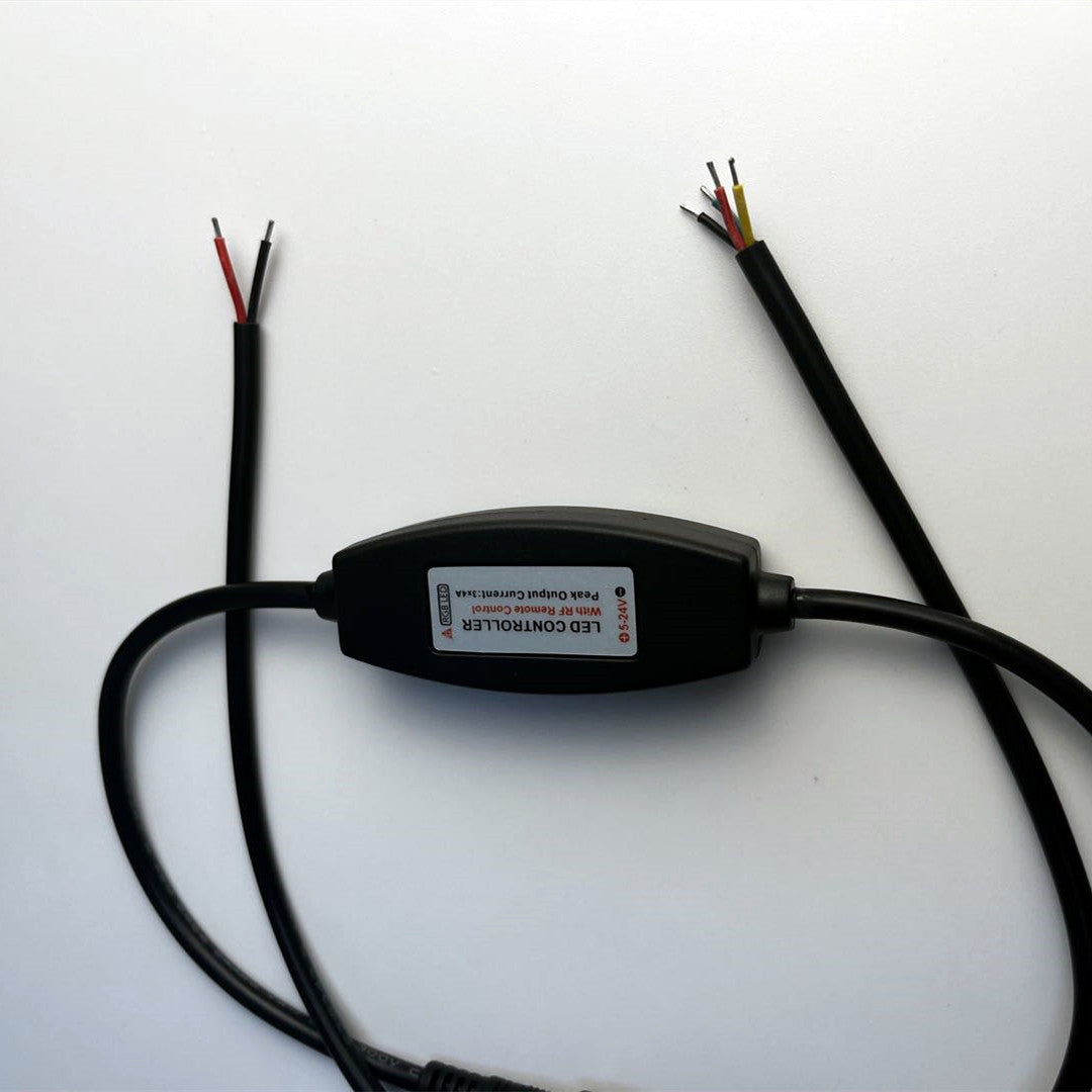 Contrôleur de bande LED RVB – DC5V-24V 12A | Contrôleur RVB sans fil étanche IP65 avec télécommande RF 24 touches | Pour bandes LED