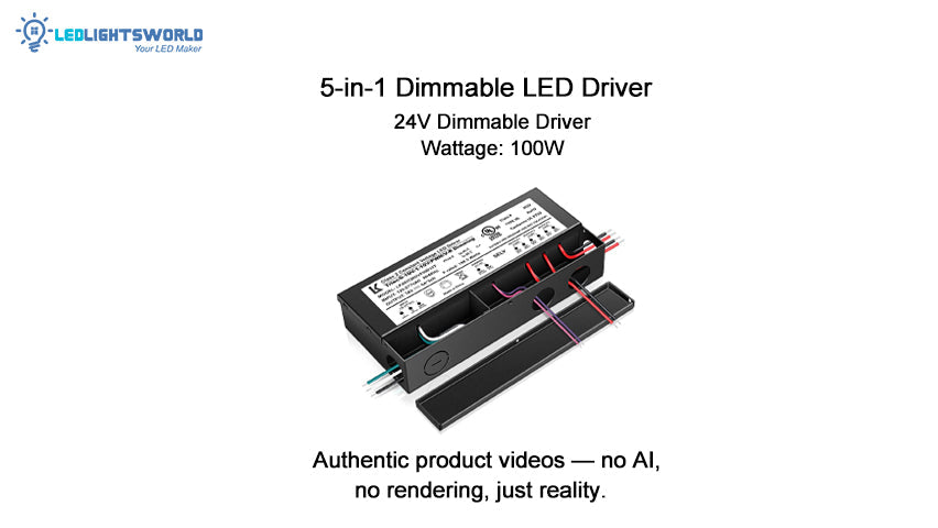 24V DC 5-in-1 Dimmable LED Power Supply 100W UL Listed Waterproof Driver | LEDLightsWorld