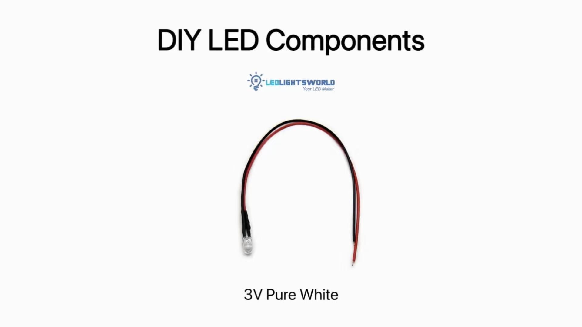 50PCS 5mm Pre-Wired LED Light 3V F5 Straw Hat DIY Lighting Demo | LEDLightsWorld