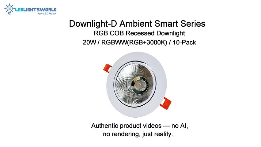 RGBWW COB Recessed LED Downlights 24V 20W Embedded Lighting Demo | LEDLightsWorld