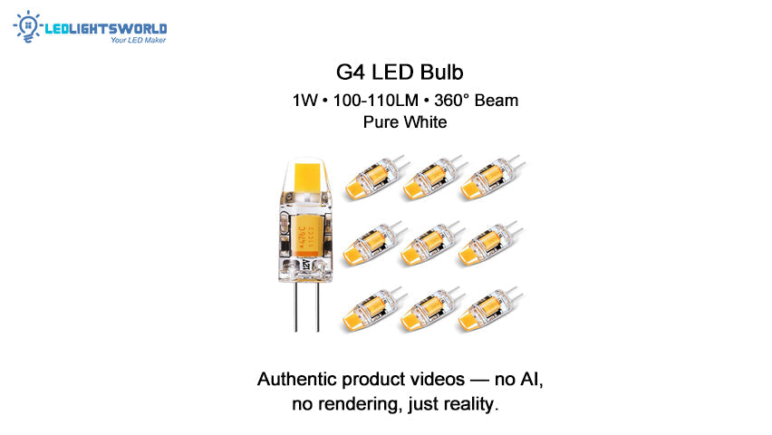 10 Pack G4 LED Light Bulbs 12V 1W COB LEDs Pure White 10W Halogen Repl