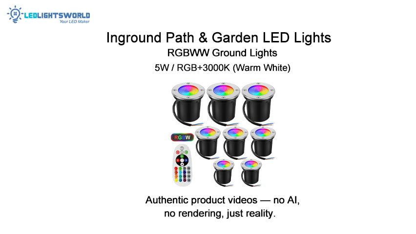RGBWW Inground LED Well Lights 5W Waterproof Landscape Lighting Demo