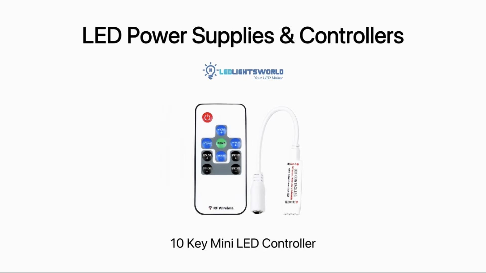 RF Wireless Mini RGB LED Controller 10-Key Remote 5V-24V Color Changing Demo | LEDLightsWorld