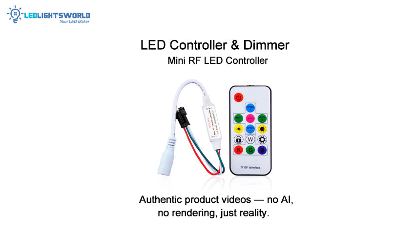 Mini LED Controller 14 Key RF Wireless Remote for Addressable RGB LED Lights DC5-24V | LEDLightsWorld