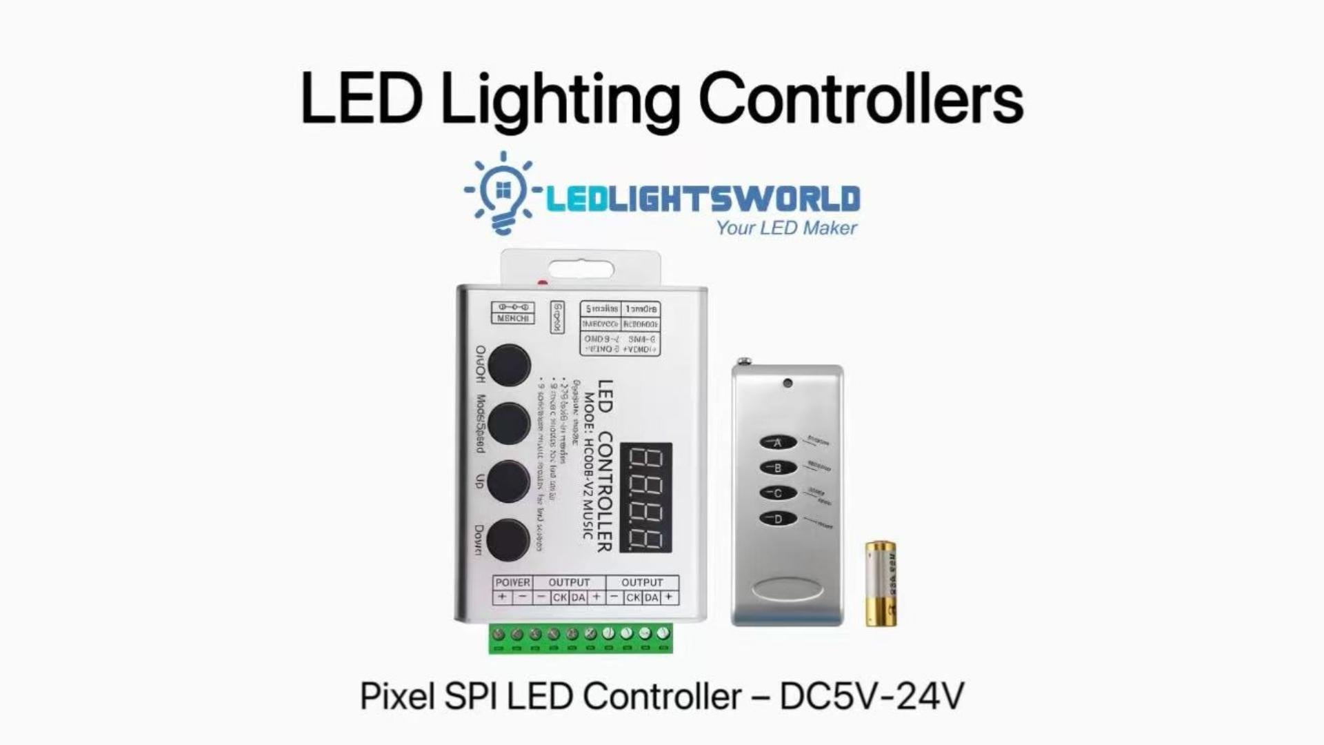 Pixel SPI LED Controller with RF Remote – Addressable RGB/RGBW Control