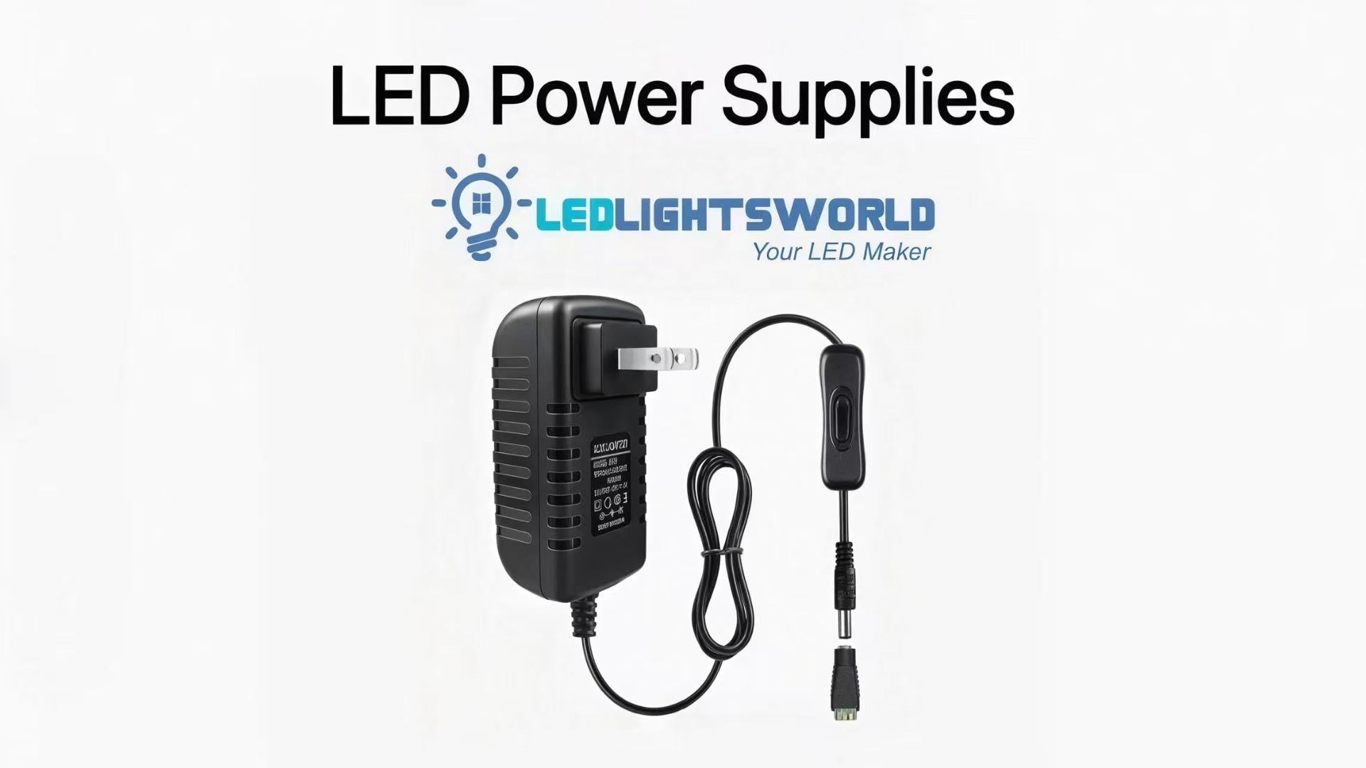 DC 12V Power Supply Adapter with Switch – 12W Wall Plug for LED Strips | LEDLightsWorld