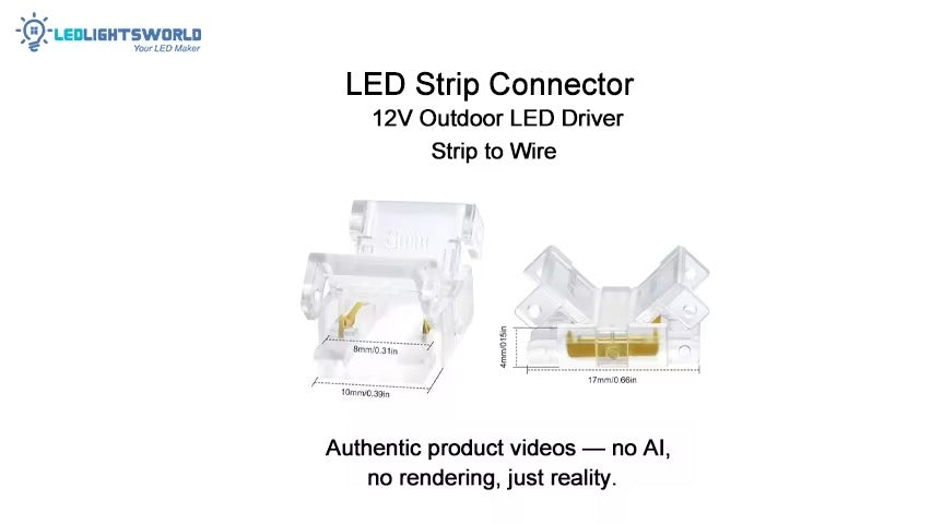 8mm 2Pin Solderless LED Strip Connectors Transparent Crystal Clip Demo | LEDLightsWorld