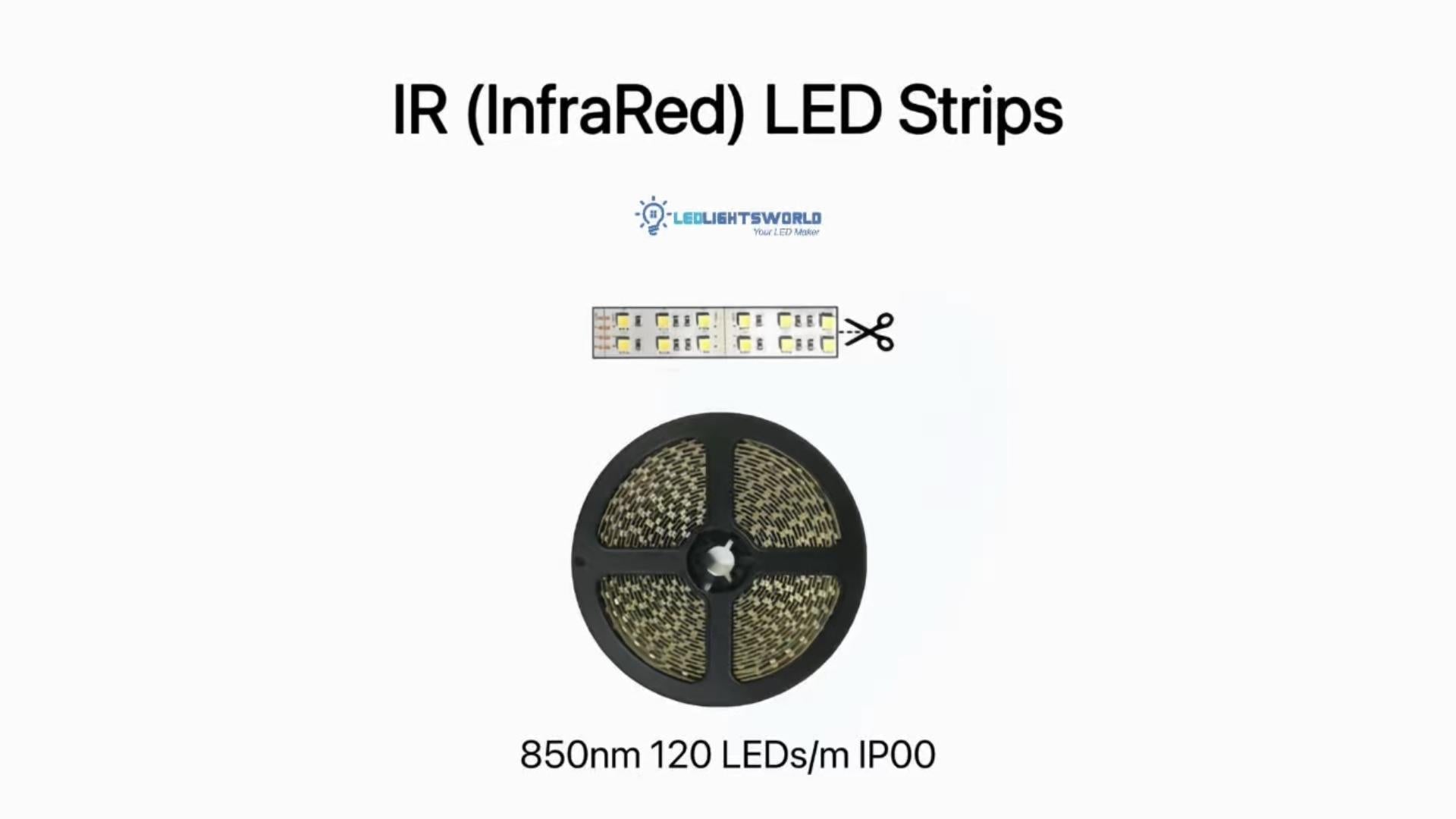850nm SMD5050 Infrared LED Strip Light DC12V 120 LEDs/m Security IR Demo | LEDLightsWorld