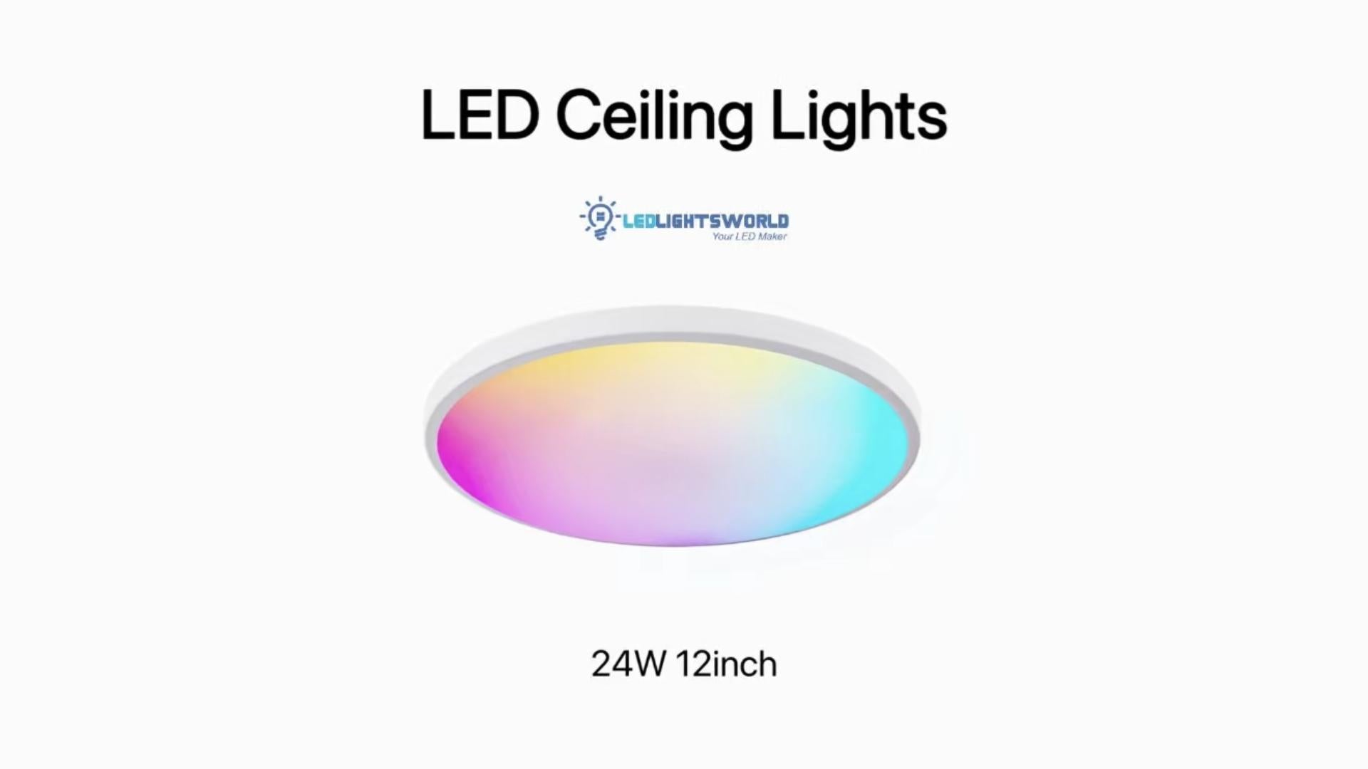 Smart RGBCW Ceiling Light 24W RGB Color Changing WiFi Ceiling Lamp Dem