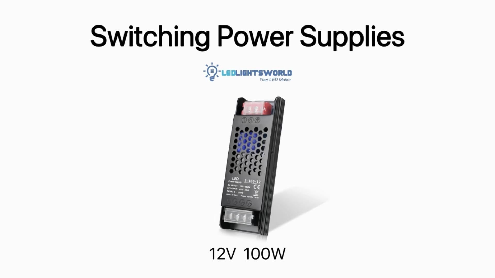 DC 12V Slim Black Switching Power Supply 100W Compact LED Transformer Demo | LEDLightsWorld