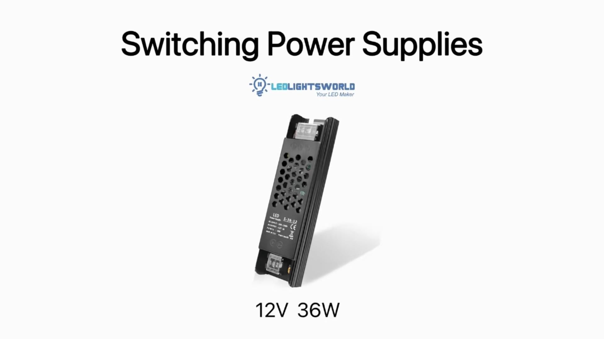 DC 12V Slim Black Switching Power Supply 36W Compact LED Transformer Demo | LEDLightsWorld
