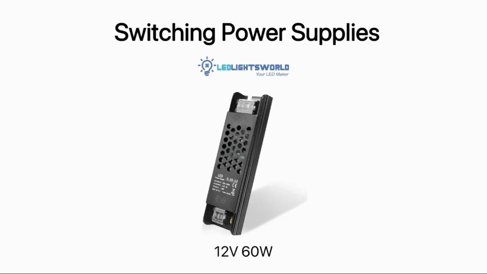 12V Slim Black Switching Power Supply 60W Compact LED Transformer Demo | LEDLightsWorld