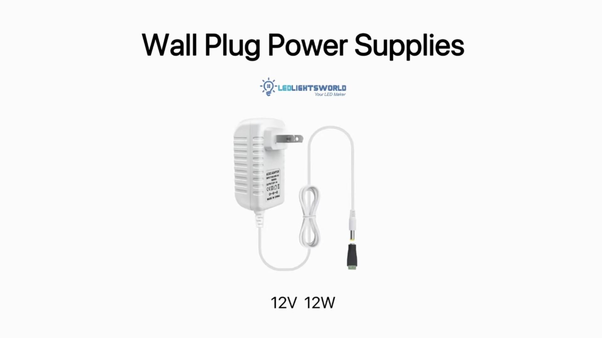 12V Power Supply Adapter – 12W Wall Plug LED Driver for Strip, CCTV & Electronics | LEDLightsWorld