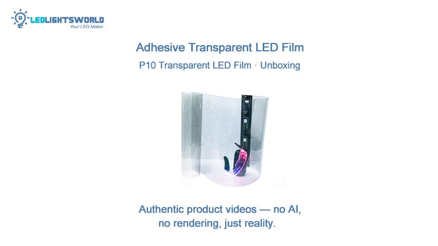 P10 Transparent Adhesive LED Film – High-Brightness Window Display for Storefront Glass