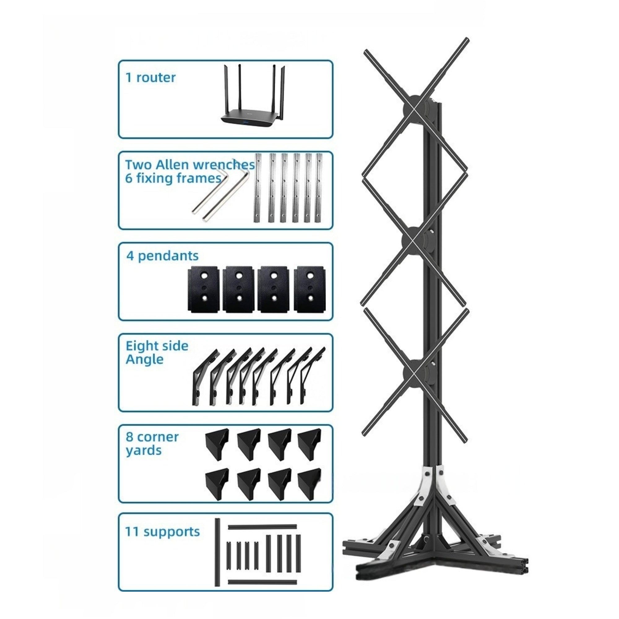 F Series Multi-Fan Stand Mount | 1×3 / 2×3 / 3×3 Configurations | Compatible with F Series ≤100cm 3D Hologram Fans | Modular Steel Frame